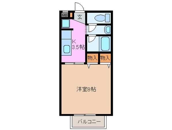 赤堀駅 徒歩5分 2階の物件間取画像